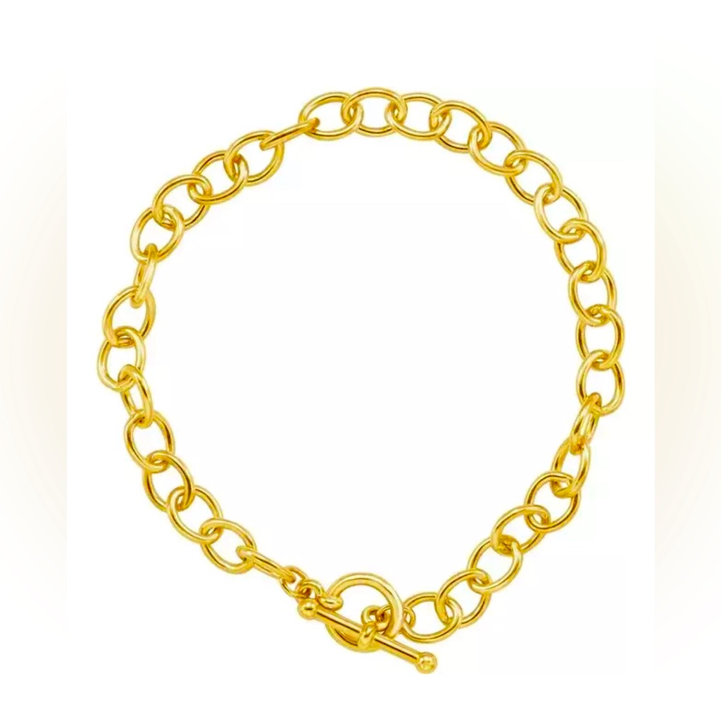 18k Yellow Gold Plated Toggle 7” Long 6mm Width Bracelet Top Quality Gift Item